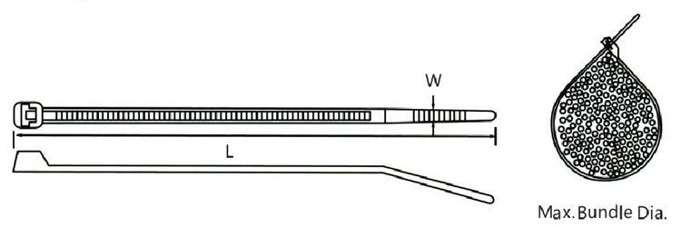 Self locking plastic tie wraps nylon ties