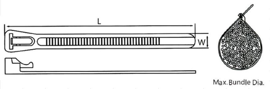 7.2x300mm Releasable Nylon Cable Ties Plastic Wire Ties