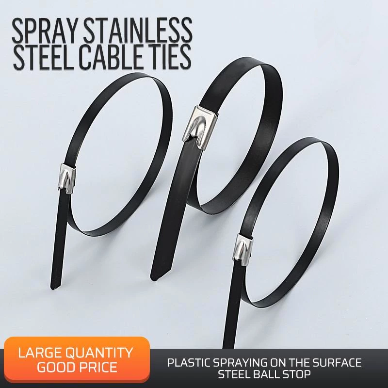 Plastic Sprayed Black Stainless Steel Metal Wire Zip Cable Ties