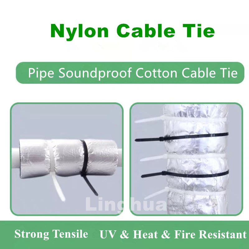 HVAC Water Pipe Soundproof Cotton Nylon Cable Tie Wraps Plastic Zip Ties Straps