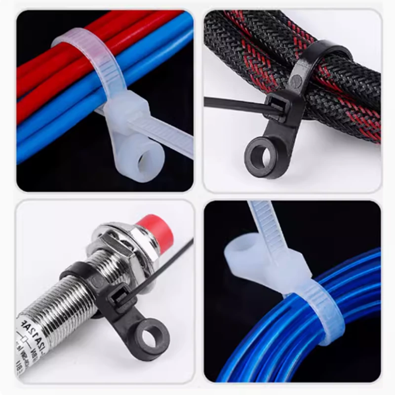 Mount Head Screw Nail Hole Nylon Cable Zip Ties