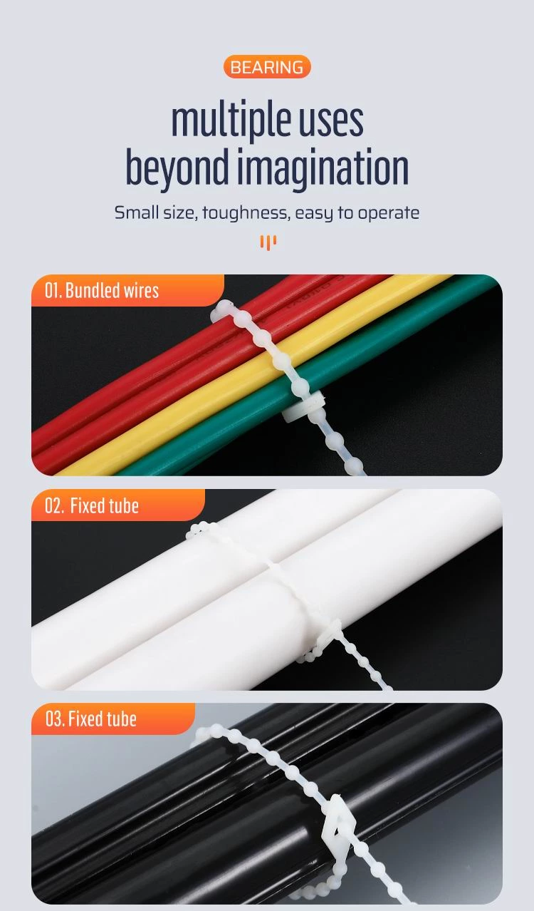 Beaded Knot Ball Reusable Nylon Zip Cable Ties