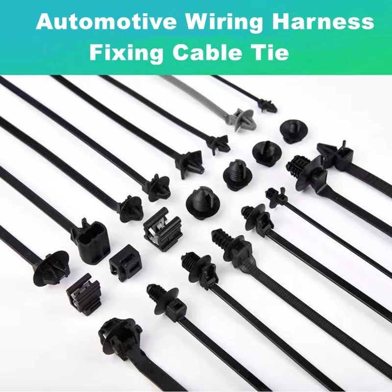 Automotive Push Mount Head Wire Harness Plastic Zip Cable Ties