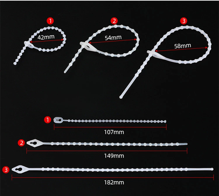 Beaded Knot Ball Type Reusable Plastic Cable Zip Ties 3*100mm