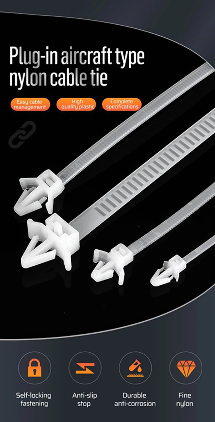 PA66 Self Locking Automobile Vehicles Push Mount Wire Tie Nylon Zip Cable Ties