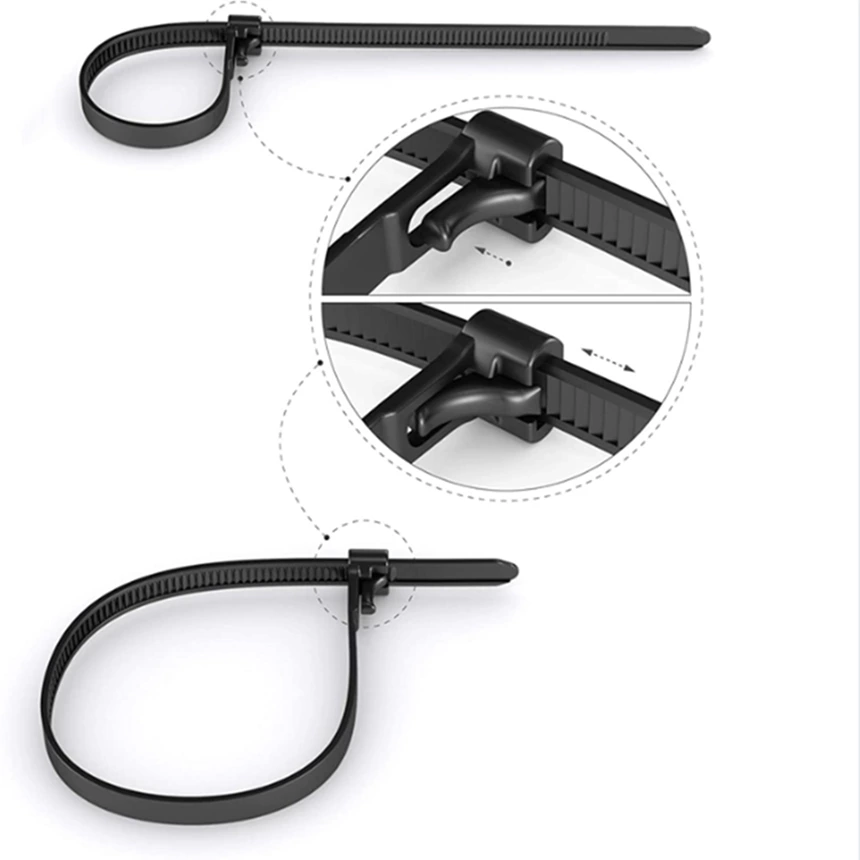 7.2x400mm Releasable Nylon Cable Zip Tie Plastic Cable Tie