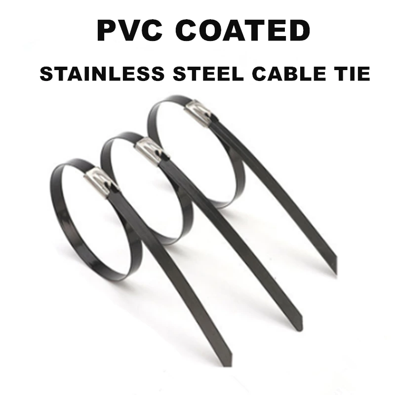 Nylon Coated Black Stainless Steel Zip Cable Ties 304/316