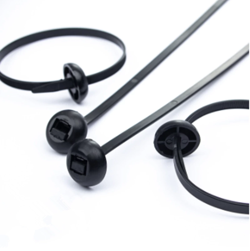 Automotive Fixed Plate Base Wire Tie Round Head Nylon Cable Ties