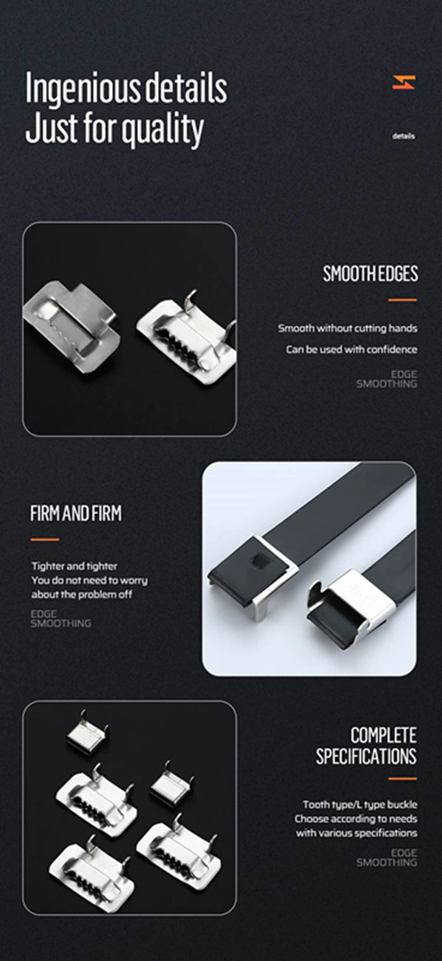 Metal Releasable Epoxy Coated Stainless Steel Zip Cable Ties