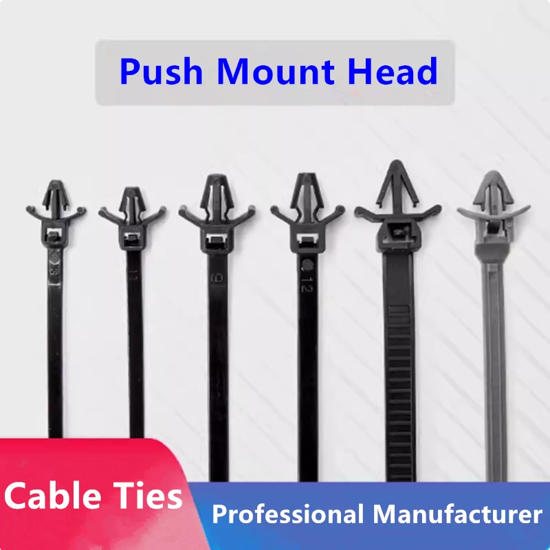 Manufacture Self Locking Plastic Push Mount Head Tie Nylon Cable Zip Ties