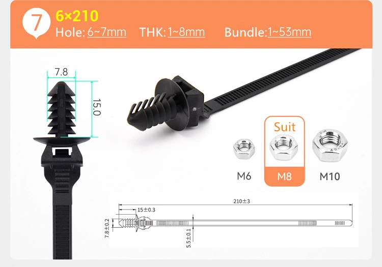 Push Mounts Zip Ties Fixing Screw Hole