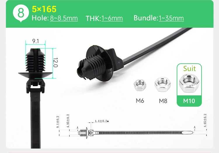 Screw Thread Head Fixing Push Mounts Zip Ties