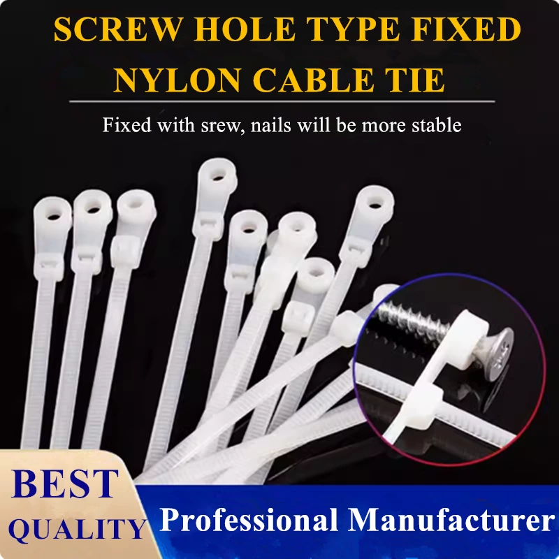 High Quality Screw Hole Nylon Zip Cable Tie Mountable Head Ties 4.8x250mm