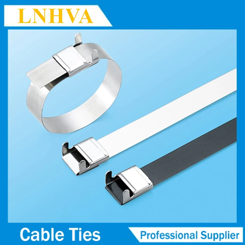 Releasable PVC Coated Metal Stainless Steel Zip Cable Ties With Buckle