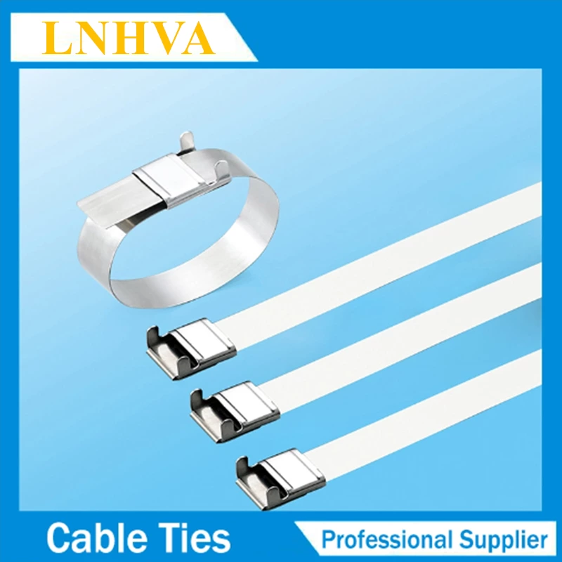 Releasable PVC Coated Metal Stainless Steel Zip Cable Ties With Buckle