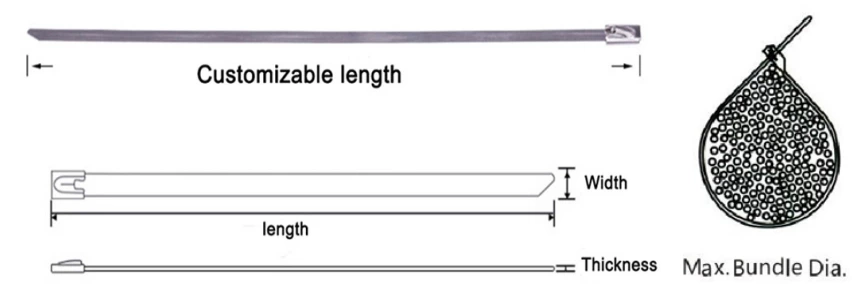 Nylon Coated Black Stainless Steel Zip Cable Ties 304/316