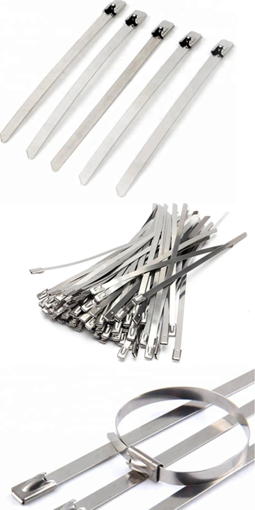 SS316/304 Stainless Steel Cable Ties Metal Zip Tie Mounts