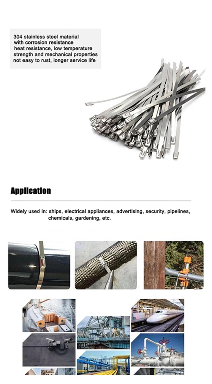 304 Stainless Steel Metal Zip Cable Ties