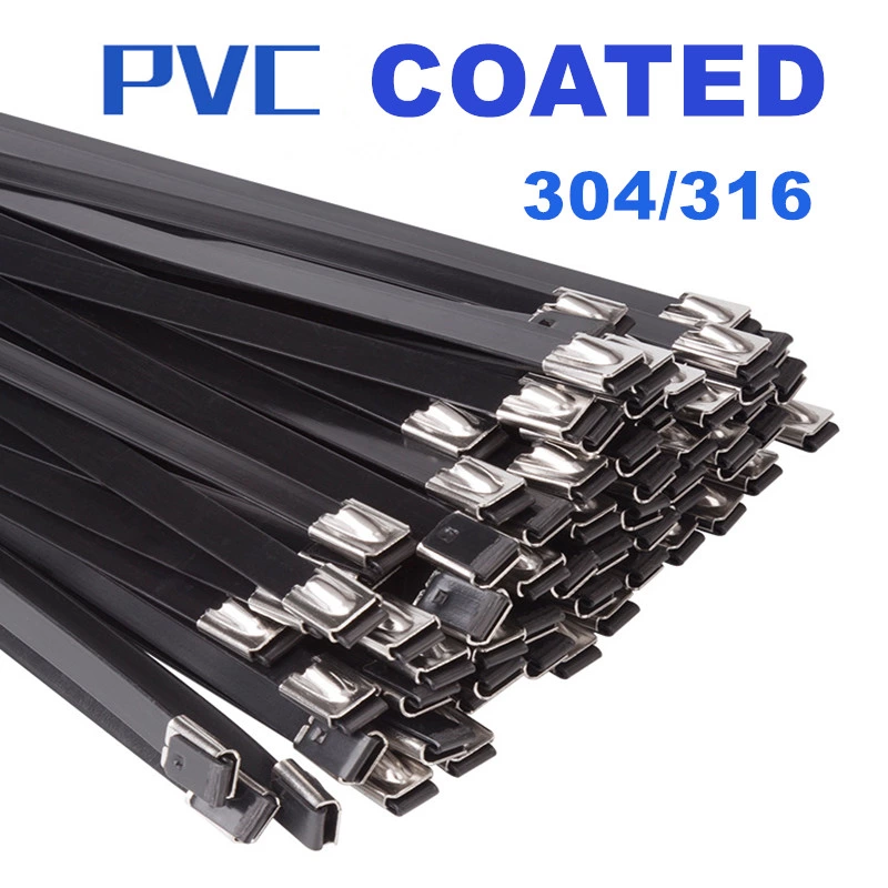 PVC Sprayed Black Stainless Steel Ball Lock Metal Wire Zip Cable Ties