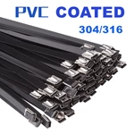 PVC Sprayed Black Stainless Steel Ball Lock Metal Wire Zip Cable Ties