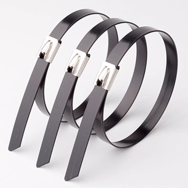 PVC Coated Black Metal Zip Cable Ties