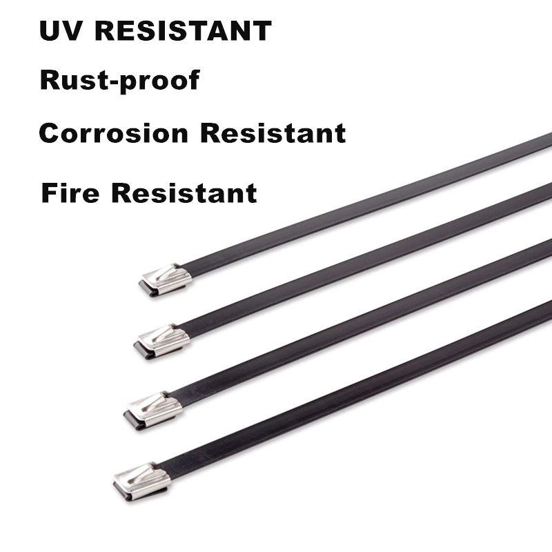 UV Resistant Fire Rated Plastic Coated Stainless Steel Zip Cable Ties