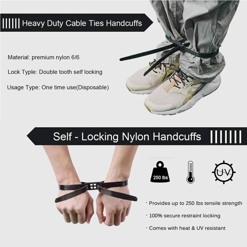 Plastic Double Locking Handcuffs Nylon Cable Ties