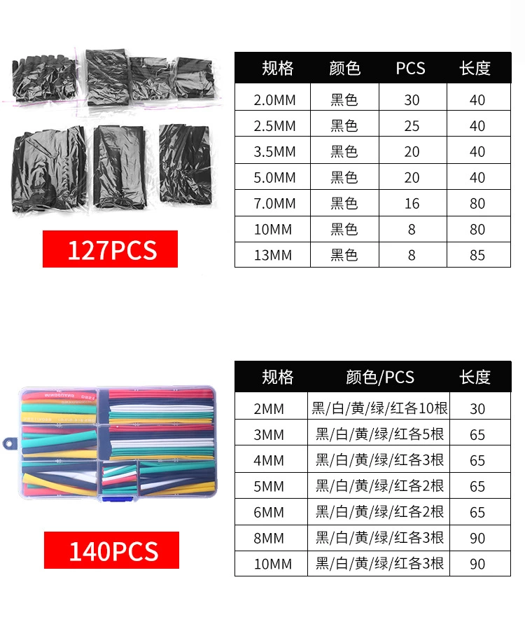 High Quality Colorful Customzied PE Heat Shrinkable Tubes 1mm - 180mm