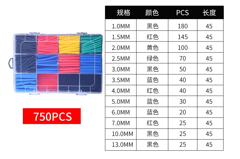 Customized 800Pcs Colorful PE Heat Shrink Tube Insulating Sleeve Assortment